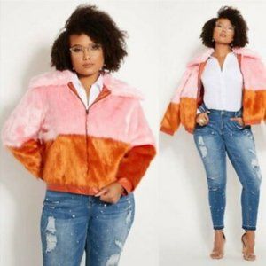 Pink Orange Two Toned Vegan Plus Size Jacket Sz 22